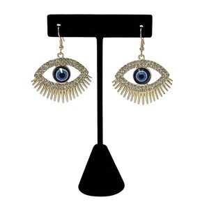 Evil Eye Earrings Rhinestone Statement Dangle Women's Gold Tone Jewelry